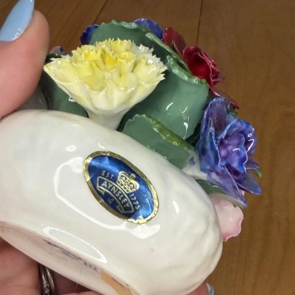 Aynsley Bone China Floral Bouquet – England Roses Pansies Carnations 3.5